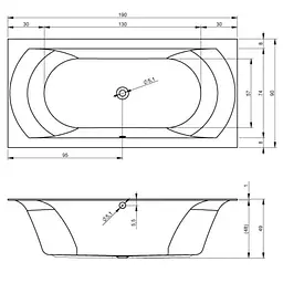 Ванна акрилова Rho Lnares 190x90 BT4800500000000 Білий - мініатюра 2