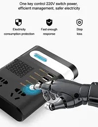 Автомобільний інвертор Asometech 12V 220V 200w Мережевий фільтр - мініатюра 3