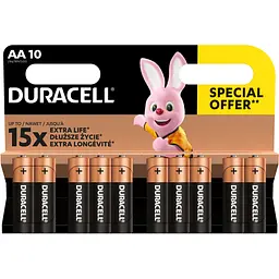 Лужні батарейки пальчикові Duracell Basic 1.5 V АA LR6/MN1500, 10 шт. (5000394152496) - мініатюра 2