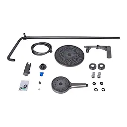 Душова система універсальна Qtap Slavonice на три споживача (з виливом) QTSLA111GMB45910 Gunmetal Black PVD, Шліфований чорний хром - мініатюра 12