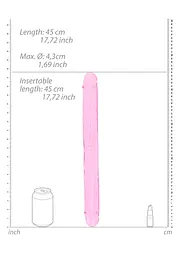 Двосторонній фалоімітатор RealRock Crystal Clear Double Dildo 18'' 45 см рожевий - мініатюра 5