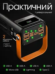 Павербанк з швидкою зарядкою 30000mAh KPG POWER BANK Soonest Fast Charging пауербанк, павер банк, умб Fast Type-C In /Out: 4 USB 5V/2A Повербанк,Чорний  - мініатюра 5