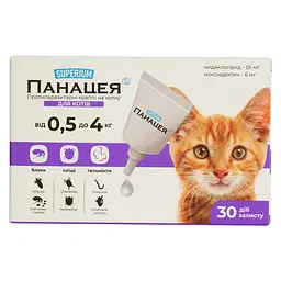 Протипаразитарні краплі Superium Панацея на холку для котів 0.5-4 кг - мініатюра 3