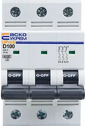 Модульний автоматичний вимикач 3р - 100А - D - UProfi АСКО-УКРЕМ (A0010210128) - мініатюра 2