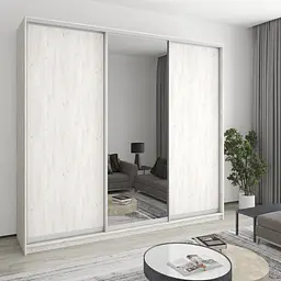 Шафа-купе тридверна MebelStar Уні AL 2ДСП/Дзеркало 260x60x240 см Аляска сірий (MBS-1976)