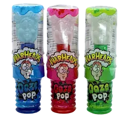 Льодяник Warheads Sour Ooze Pop зі смаком фруктів з рідкою кислою начинкою 40г (BBD 01/2026) - мініатюра 5