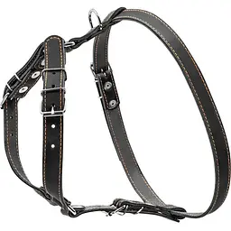 Шлея для собак Collar одинарна, шкіра, для міні на середніх порід, 40-56х57-65х2 см, чорний (6361) - мініатюра 2