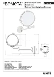 Дзеркало косметичне Bemeta White 112201514, Білий - мініатюра 2