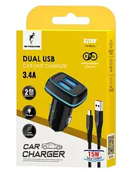 Автомобільний зарядний пристрій SkyDolphin SZ18V (2USB, 3.4A) Чорний (AZP-000101) + кабель microUSB - мініатюра 2