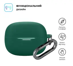 Силіконовий чохол для навушників Xiaomi Redmi Buds 6 Pro, Hang Case, зелений, ультратонкий захисний кейс товщиною 2 мм, захист від подряпин, пилу та ударів, компактний, з карабіном для кріплення, ArmorStandart (ARM83396) - мініатюра 2