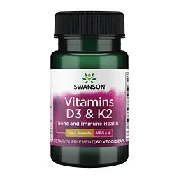 Вітамін D3 з К2, Vitamins D3 & K2 2000 IU & 75 mcg - 60 vcaps