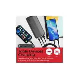 Батарея універсальна Energizer 10000mAh 15W, USB-А, 2*USB-C, Black (UE10050CC) - мініатюра 6