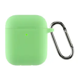 Силіконовий чохол для навушників Apple AirPods 2, Hang Case, зелений, ультратонкий захисний кейс товщиною 2 мм, захист від подряпин, пилу та ударів, компактний, з карабіном для кріплення, ArmorStandart (ARM59693)