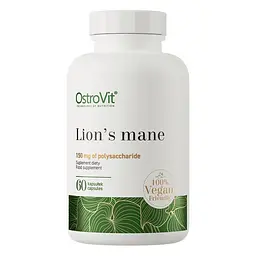 Екстракт гриба левової гриви OstroVit Vege Lion's Mane, 60 вегакапсул для підтримки пам'яті та концентрації уваги