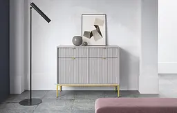 Комод Perfect Home Нова / Nova 2-дверний з 2 шухлядами і золотими ніжками KSZ104 Сірий (PFH-091220)