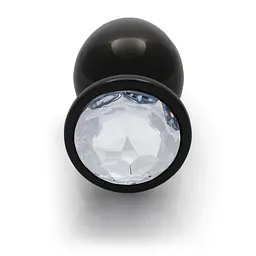 Анальна пробка Ouch! Round Gem Butt Plug L, 9.3 см (чорний) - мініатюра 5