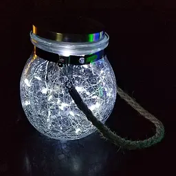 LED-світильник садовий Нічник скляний з сонячною батареєю 30LED RGB - мініатюра 8