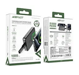 Зовнішній акумулятор Acefast M10-10000 PD30W magnetic wireless charging power bank with cable Black (6974316283300) - мініатюра 2