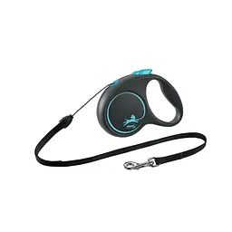 Повідець-рулетка Flexi Black Design S для собак дрібних і середніх порід трос 5 м до 12 кг