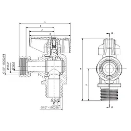 Кран кульовий Roho R116-050 -1/2"x1/2" Вз кутовий Н/Г, ручка "метелик" червона RO0235 - мініатюра 2