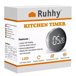 Електронний кухонний таймер Ruhhy 22052 на магніті з LED-дисплеєм - мініатюра 8