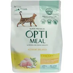 Сухий корм для кішок Optimeal Chicken з куркою 400 г (2 пак. x 200 г)(B1862901) - мініатюра 2