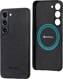 Оригинальный противоударный чехол для Samsung Galaxy S23 Plus (S916) Pitaka MagEZ MagSafe Case 3 Twill Black/Grey KS2301S