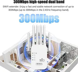 Потужний Wi-Fi ретранслятор 2.4G з 6 антенами / маршрутизатор / підсилювач вай фай сигналу - мініатюра 3