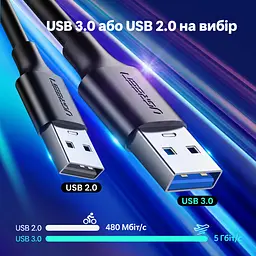 Кабель UGREEN US184 USB-A - USB-C USB 3.0 3 А 1,5 м чорний (20883) - мініатюра 10
