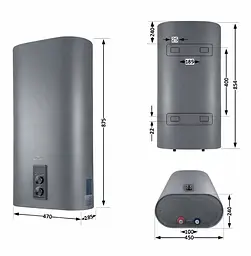 Водонагрівач електричний Thermo Alliance, 2,0 кВт, "мокрий" ТЕН, 50 л плоский, вертикальний, прямокутний, сірий (DT50V20G(PD)/2G) - мініатюра 9