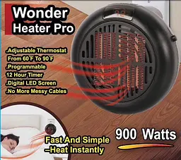 Портативний обігрівач дуйка тепловентилятор Wonder Heater 900W чорний - мініатюра 13