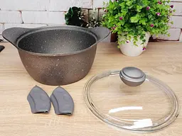Каструля зі скляною кришкою O.M.S. Collection 3120 з гранітним покриттям 26 см 5.6 л Сірий (Туреччина) - мініатюра 4
