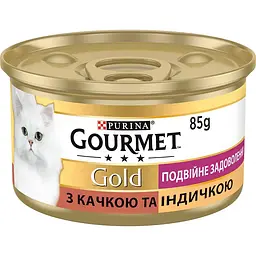 Вологий корм для котів Gourmet Gold з качкою та індичкою в підливі 85 г 12592068