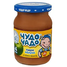 Упаковка пюре Чудо-чадо Яблуко без цукру 1.02 л (170 мл х 6 шт.) - мініатюра 2