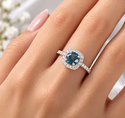 Золота каблучка з топазом London Blue К-0936 21.5 - мініатюра 4