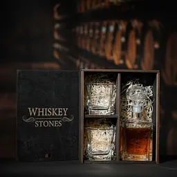 Подарунковий набір віскі Whiskey Stones №12 у дерев'яному пеналі - графін Pasabahce + склянки Baltic - мініатюра 3