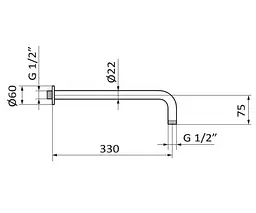 Кронштейн для верхнього душу GRB Hydro Black 05025012 Чорний - мініатюра 2