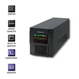 Джерело безперебійного живлення з модифікованою синусоїдою Qoltec QLT1500 900W 1500VA LED, AVR, RJ45, 2xSchuko, 2x12V 9Ah - мініатюра 2