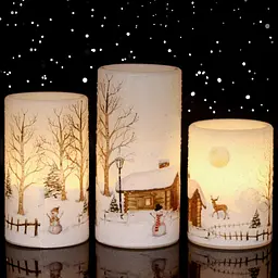 Безпламні мерехтливі свічки Eldnacele Snowman Christmas Deco з автоматичним таймером щоденного циклу, білі світлодіодні