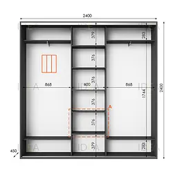 Шафа-купе Idea серія 2 240 x 45 x 240 см Антрацит Дзеркало - мініатюра 2