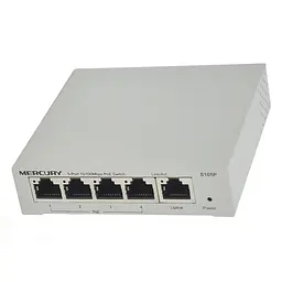 Комутатор POE Mercury S105P з 4 портами POE + 1 порт Ethernet (Uplink) 10/100 Мбіт/с - мініатюра 1
