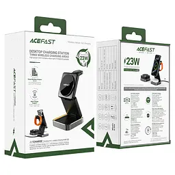 Бездротовий зарядний пристрій ACEFAST E20 desktop 3-in-1 wireless charging holder Black (6974316283478) - мініатюра 2