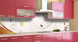 Кухонний фартух Золоті завитки вінілової рослини для кухні 65х250 см Абстракція Бежевий Happy Pocket Z184747 - мініатюра 3