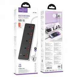 Мережевий зарядний пристрій подовжувач HOCO AC14A Rico 3 USB/Type-C 5 розеток 1,5m PD/QC, 3A/30W - мініатюра 4