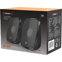 Колонки 2.0 S-25 Black, 2 x 3 Вт, USB, mini-jack 3.5 мм (EL121100022) REAL-EL teh0029026 - мініатюра 5