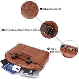 Чоловічий діловий портфель з натуральної шкіри Vintage 23038 коричневий - мініатюра 4