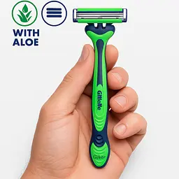 Одноразові станки Gillette Blue3 Sensitive 9+3 12 штук 3 леза з алое для чутливої шкіри - мініатюра 2