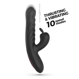 Вібратор-кролик Crushious Lapin Thrusting 21.5 см (чорний) - мініатюра 2