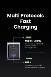 Адаптер живлення зарядний блок Ugreen 100W GaN X757 (2C1A) U + 2C сірий - мініатюра 7