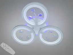 Стельовий LED-світильник Diasha 8135/3WH — 50 Вт, 3 кільця, диммер, пульт - мініатюра 2